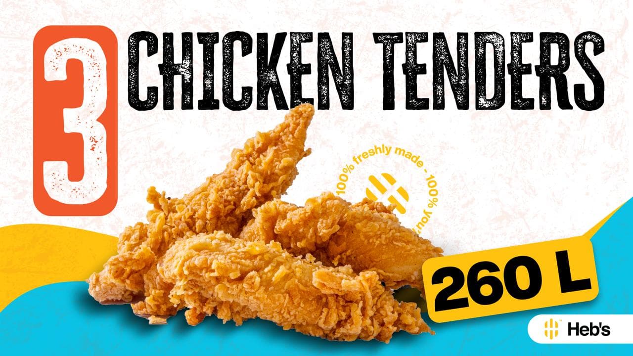 3 CHICKEN TENDERS - Heb's Bllok
