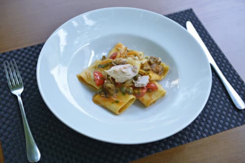 Paccheri Me Ton, Ullinj Dhe Kaperi - Menu Item